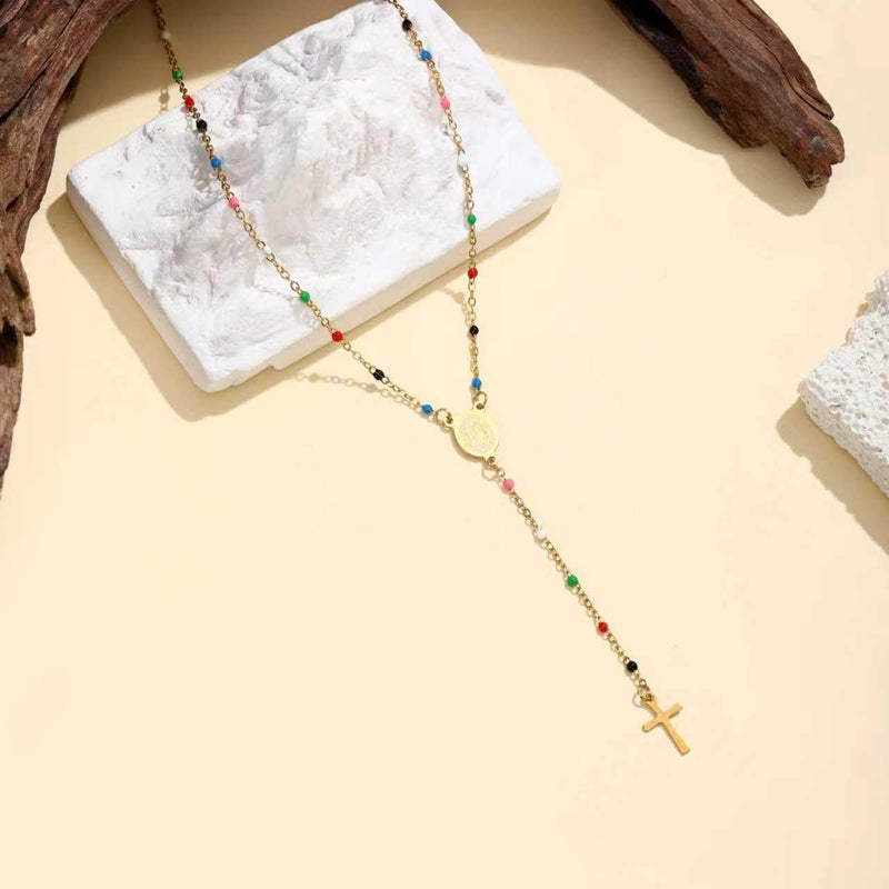 KURTCB Rhinestone Necklace for Women Boho Long Y Lariat Necklace Colorful Summer Beach Jewelry - Image 3